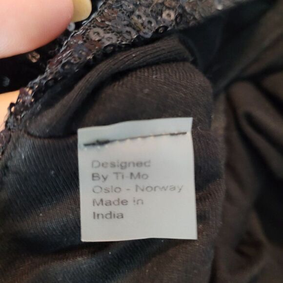 byTiMo Sequined Cocktail Puff Sleeve Mini Dress L Black Open Back Statement - Picture 13 of 16